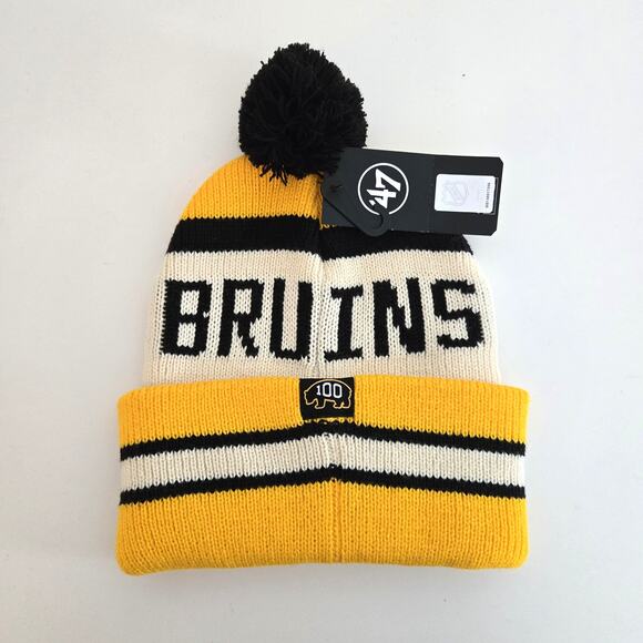New 47 Brand Bruins Centennial Big Bad Bruins Gold Knit Winter Hat - Picture 2 of 7